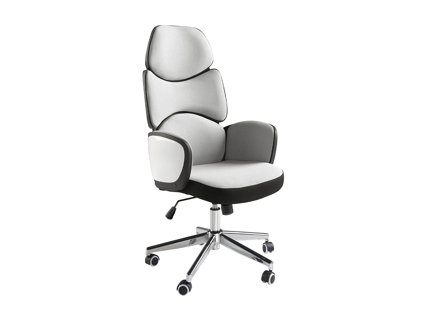 Fauteuil de bureau pivotant tissu gris clair et pvc blanc brillant 4142 ANGEL CERDA