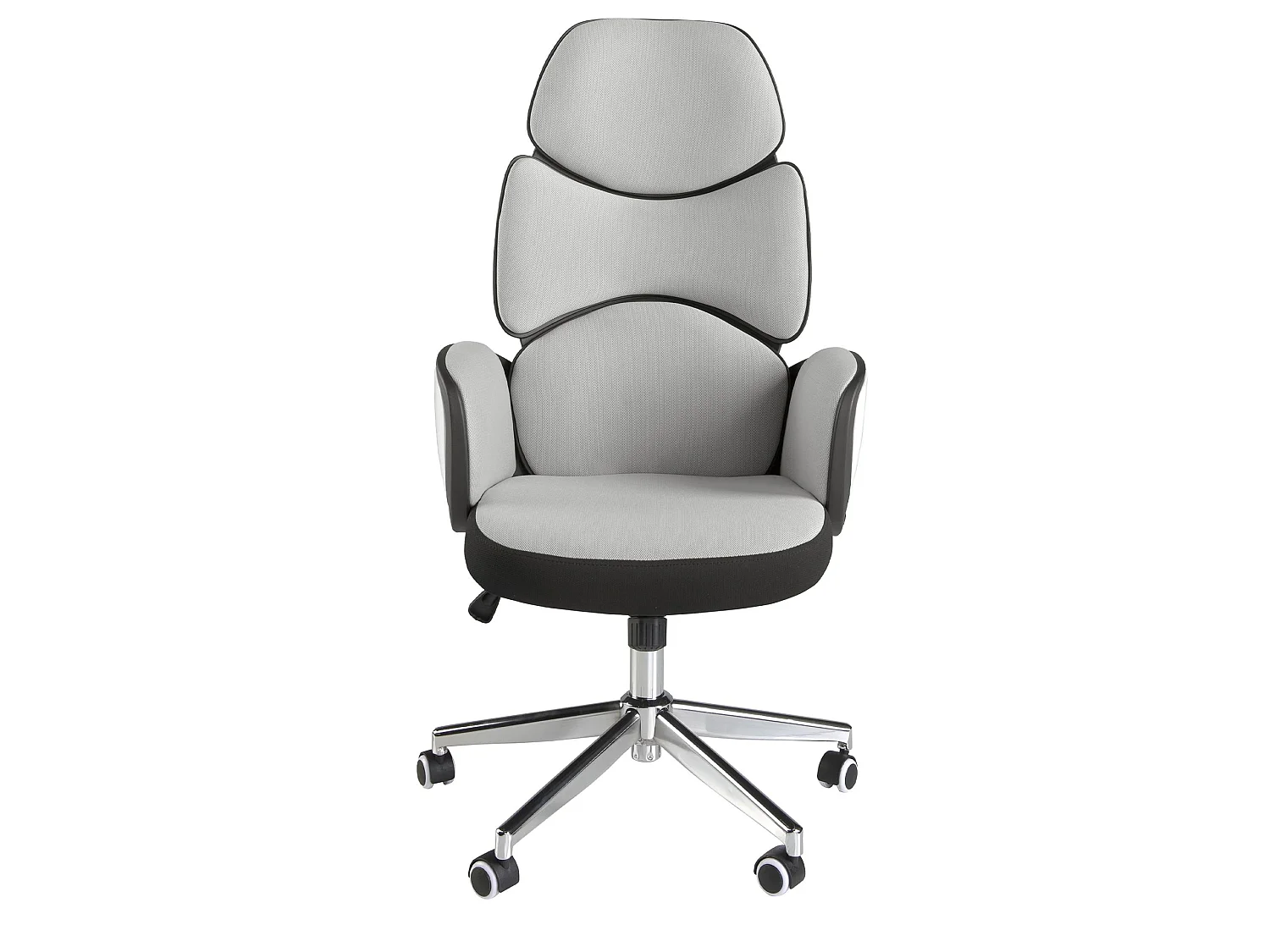 Bureaustoel lichtgrijze stof en glanzend wit pvc 4142 ANGEL CERDA