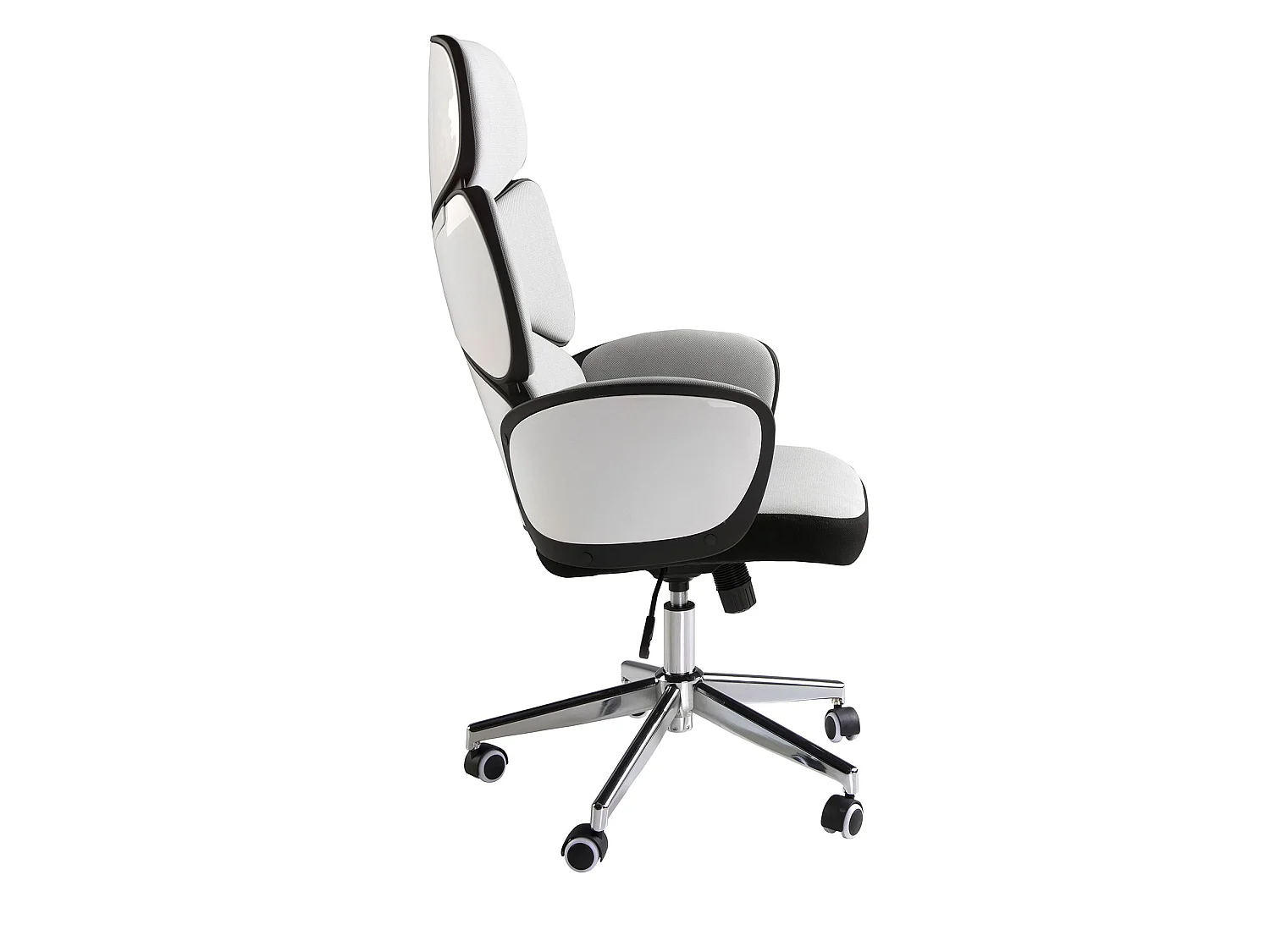 Bureaustoel lichtgrijze stof en glanzend wit pvc 4142 ANGEL CERDA