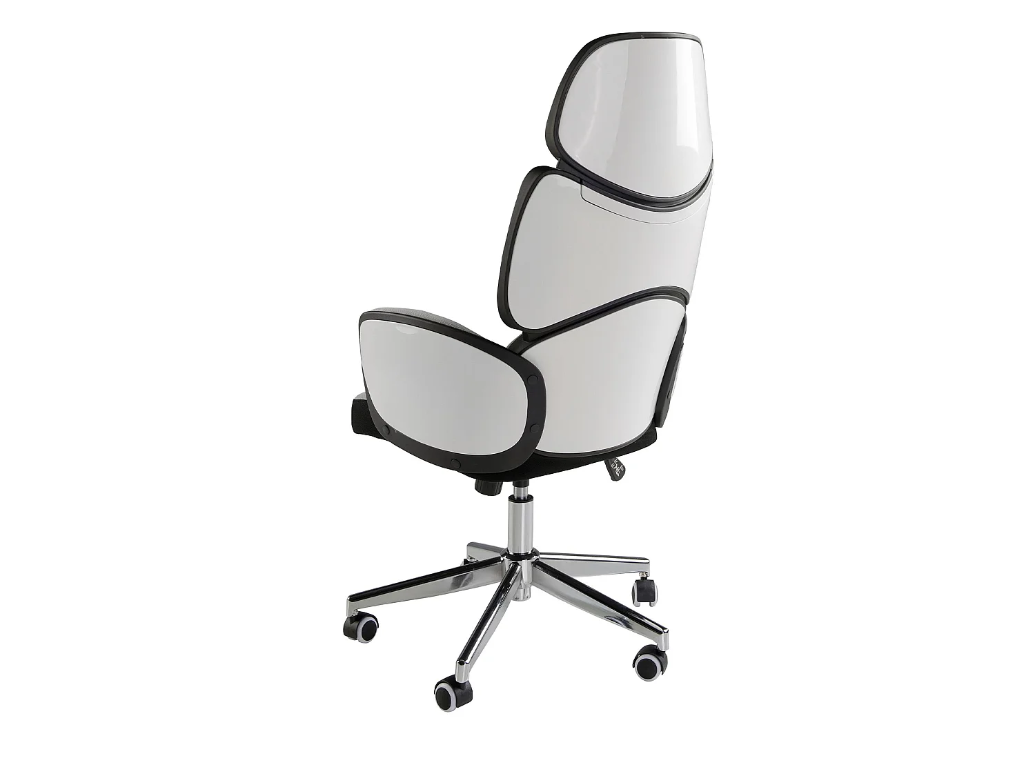 Bureaustoel lichtgrijze stof en glanzend wit pvc 4142 ANGEL CERDA