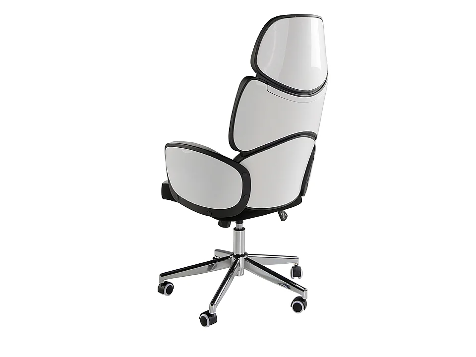 Cadeira giratória de escritório em tecido cinzento claro e pvc branco brilhante 4142 ANGEL CERDA