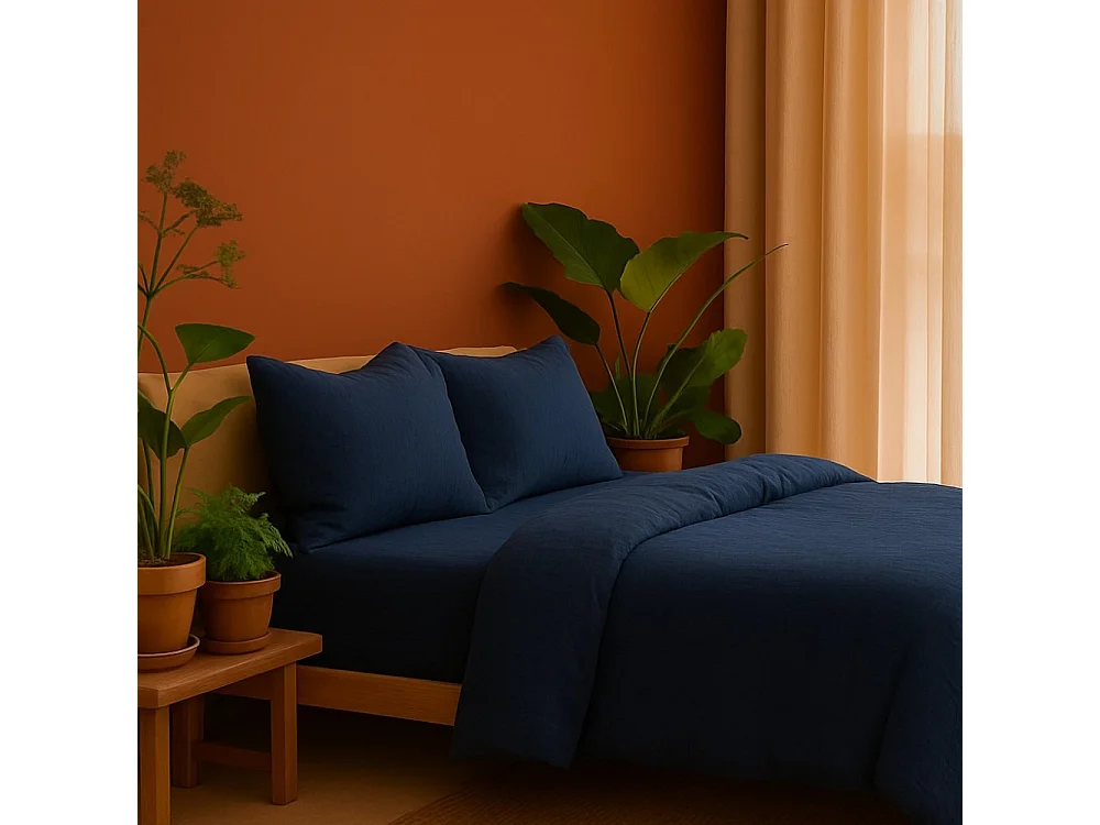 Bettwäsche aus Baumwollgaze Angelina 240x260cm Blau