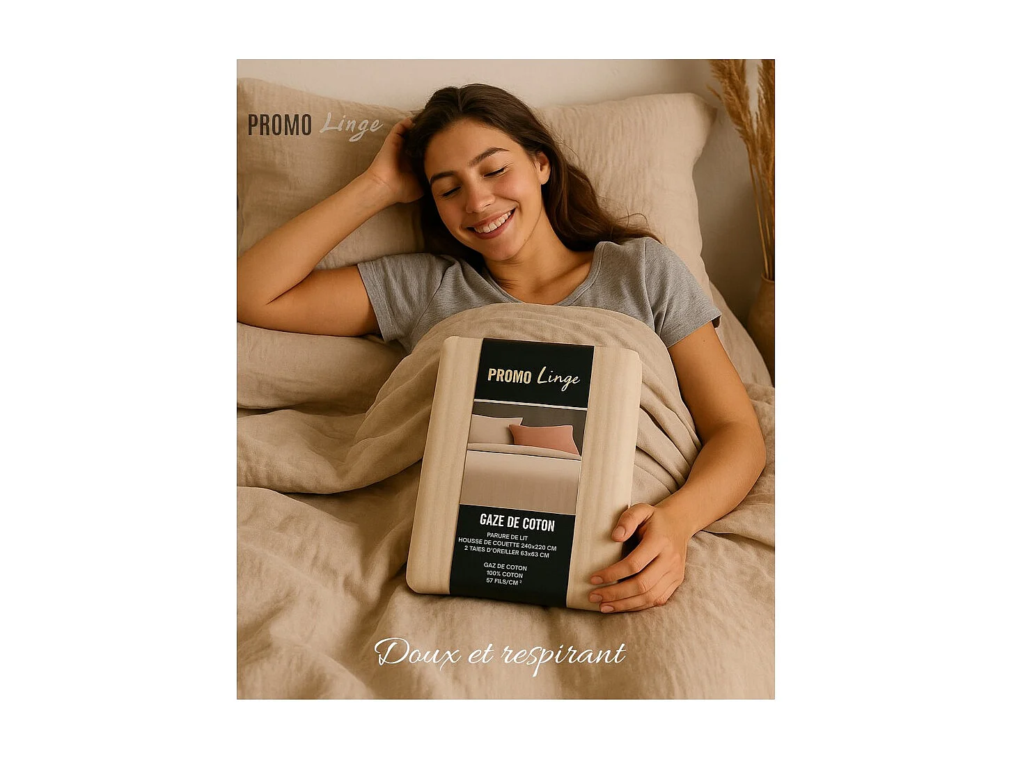 Ropa de cama de gasa de algodón caqui 240 x 260 cm