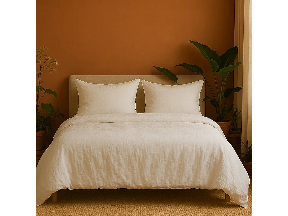 Bettwäsche aus weißer Baumwollgaze 240x260cm Wendbar - Bequem und Warm