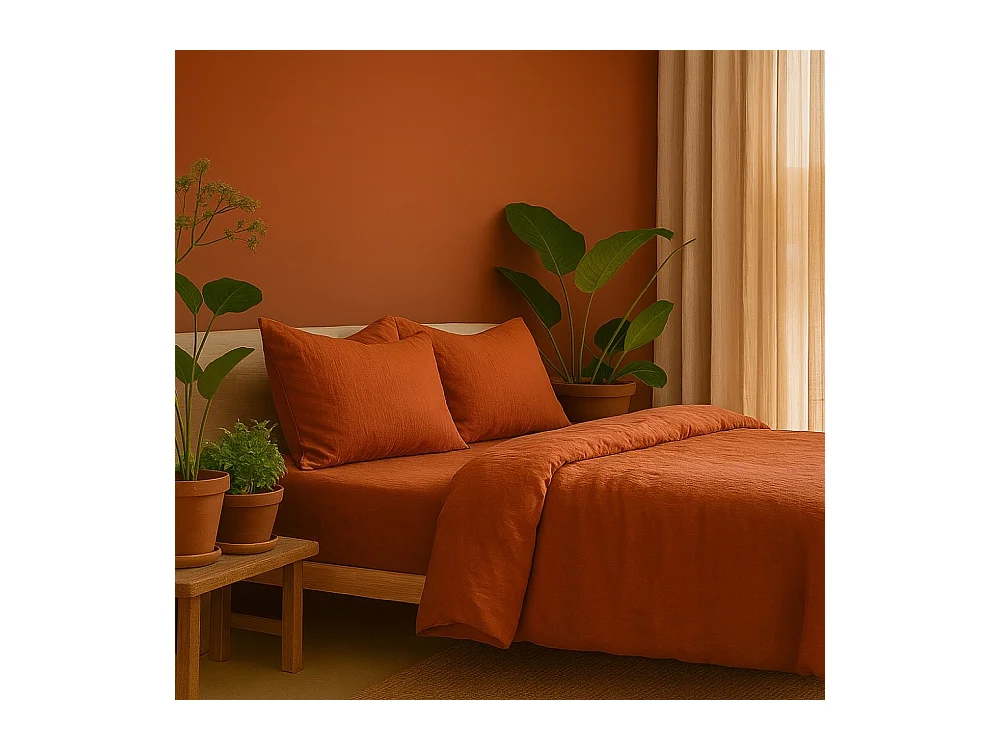 Beddengoed van Katoengaas Angelina 240x260cm Terracotta