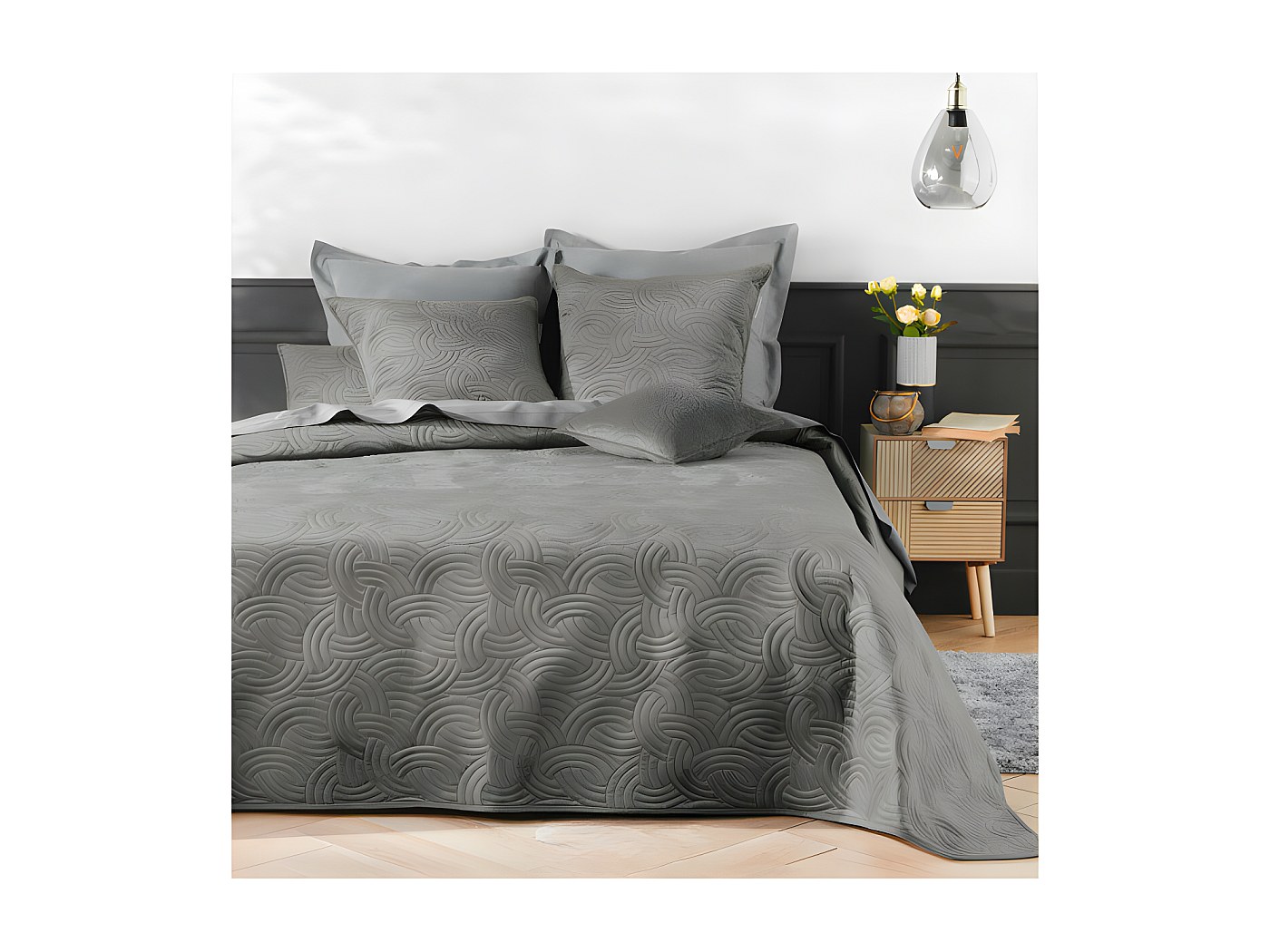 WOLTU Couvre-lit Rembourré Et Matelassé, Couverture De Lit Flannel Double Reversible 170x210cmgris 52125052