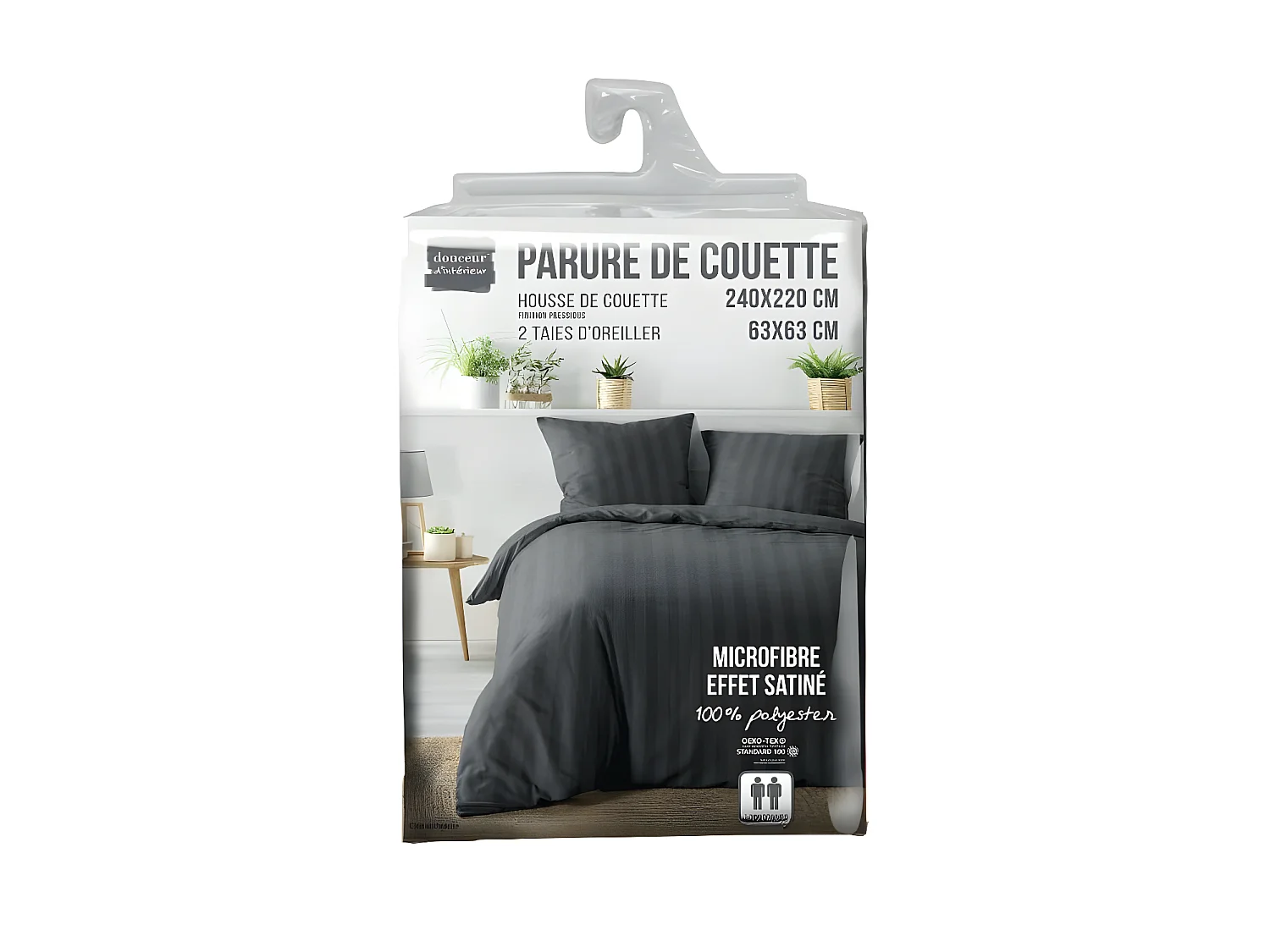 Parure de Lit - Cléo UNI Housse de Couette 240 x 220 cm + Taies d'Oreiller