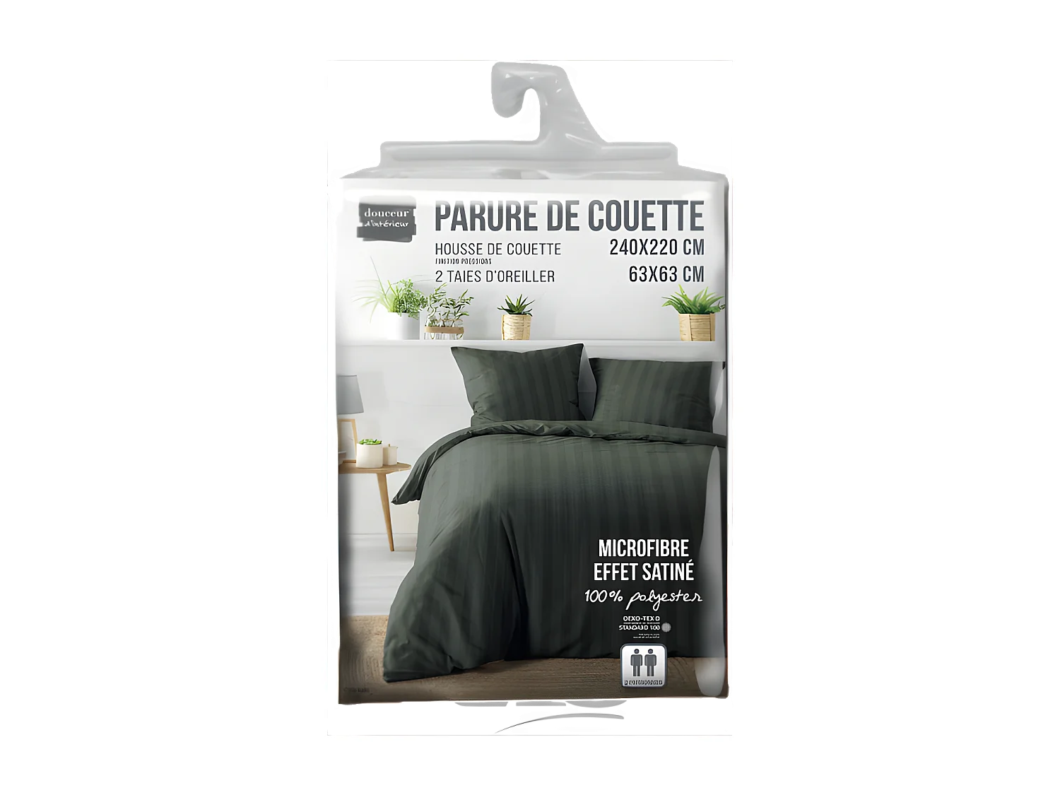 Parure de Lit - Cléo UNI Housse de Couette 240 x 220 cm + Taies d'Oreiller