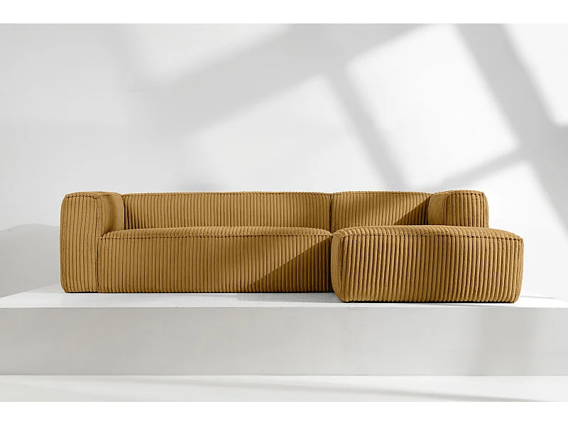 Modernes Ecksofa Rechts aus breitem Cordstoff - gelb - FEROX