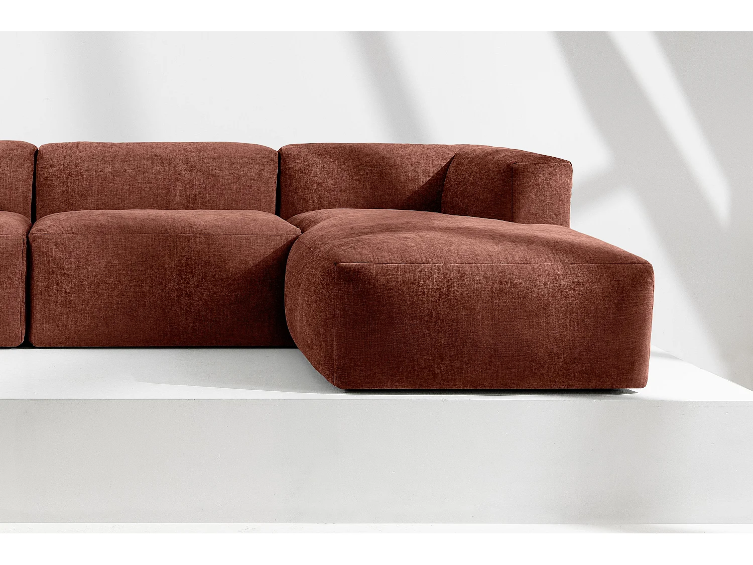 Ecksofa Rechts 6-Sitzer mit extrem weicher und bequemer Sitz - orange - BUFFO