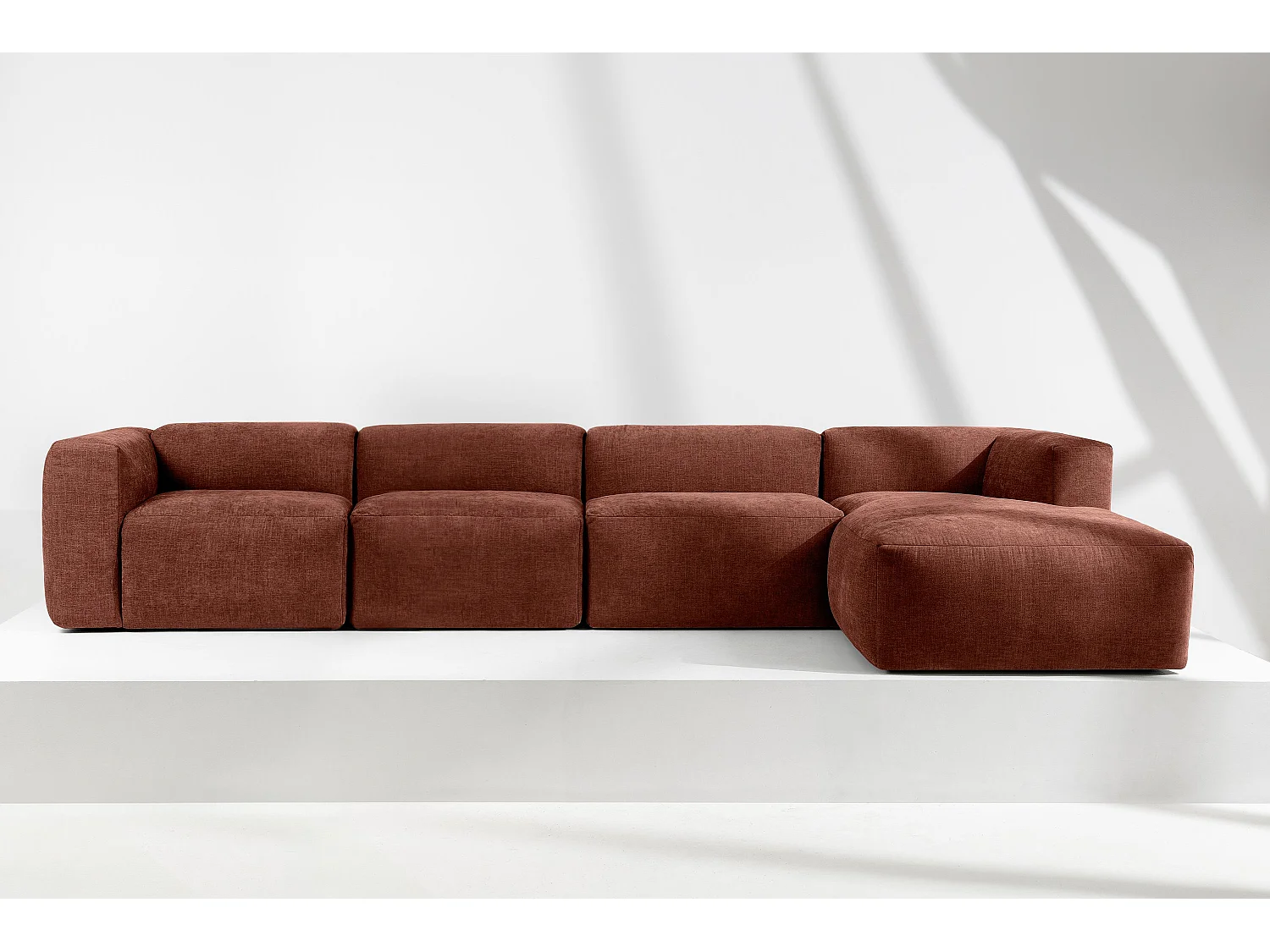 Ecksofa Rechts 6-Sitzer mit extrem weicher und bequemer Sitz - orange - BUFFO