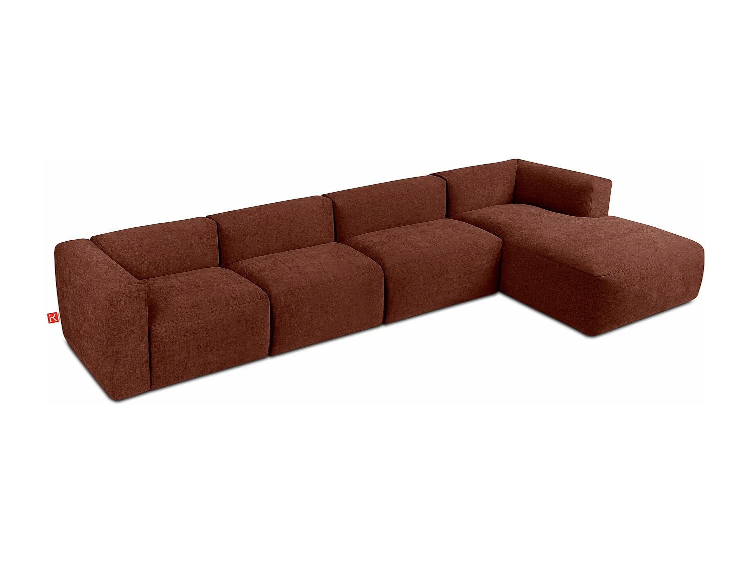 Ecksofa Rechts 6-Sitzer mit extrem weicher und bequemer Sitz - orange - BUFFO