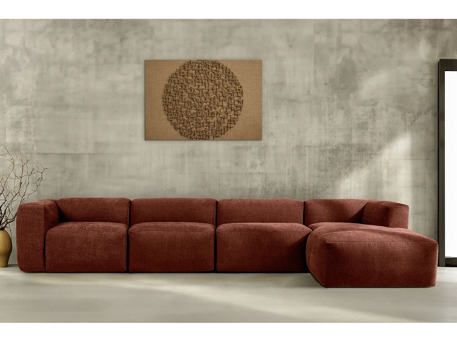 Ecksofa Rechts 6-Sitzer mit extrem weicher und bequemer Sitz - orange - BUFFO