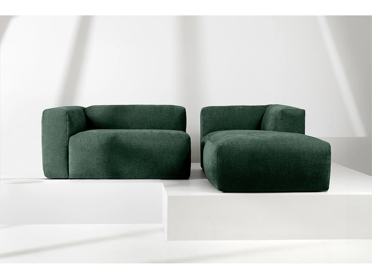 Ecksofa Rechts 3/4 Sitzer mit extrem weicher und bequemer Sitz - blau - BUFFO