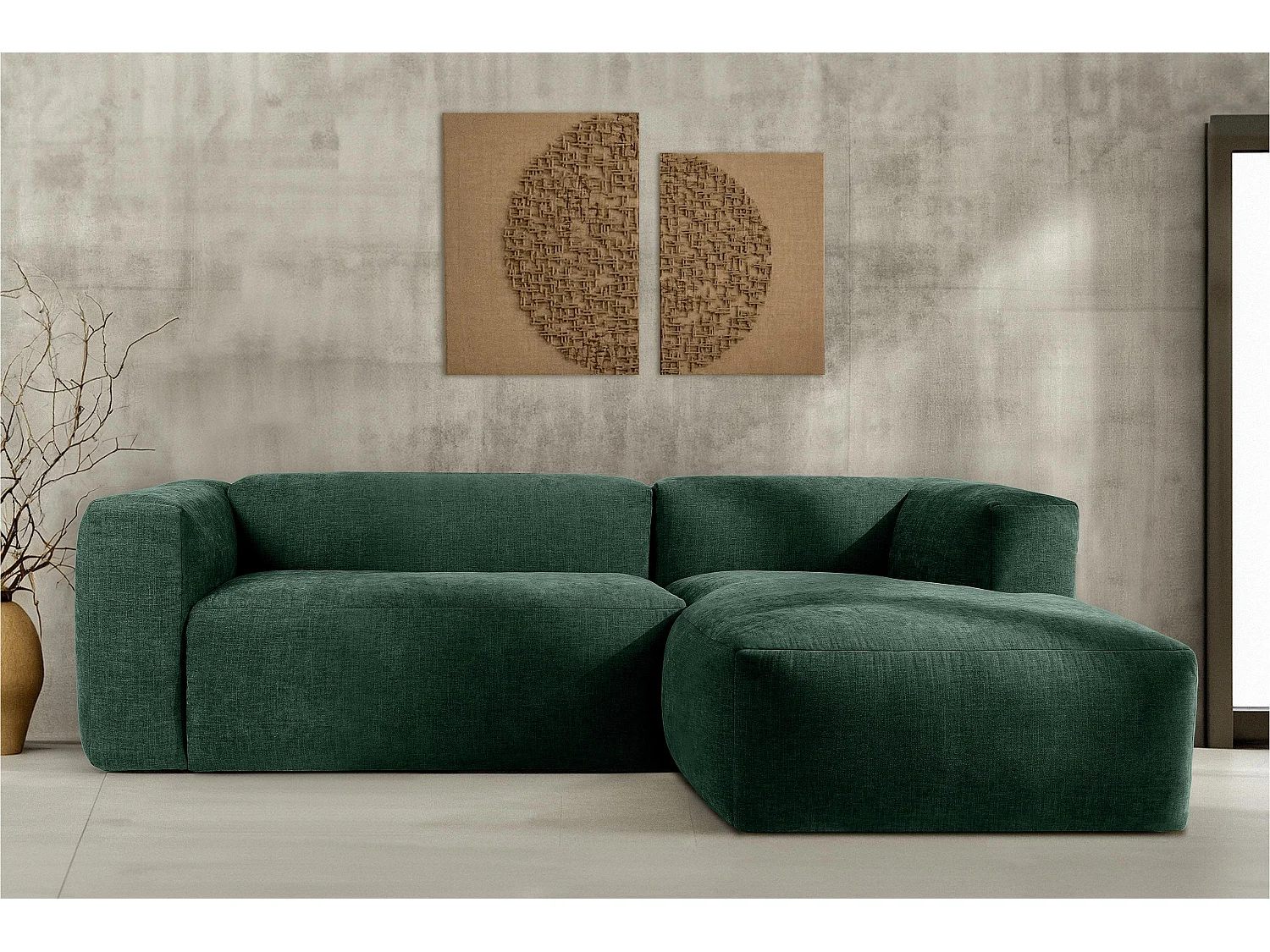 Ecksofa Rechts 3/4 Sitzer mit extrem weicher und bequemer Sitz - blau - BUFFO