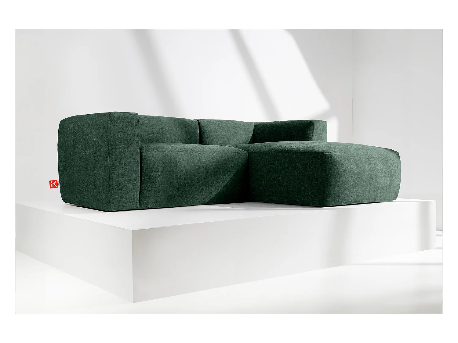 Canapé d'angle droit 3/4 places avec assise extrêmement moelleuse et confortable - bleu - BUFFO