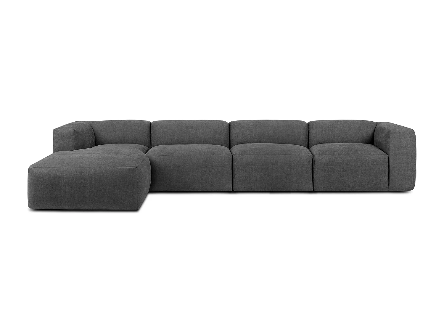 Ecksofa Links 6-Sitzer mit extrem weicher und bequemer Sitz - grau - BUFFO