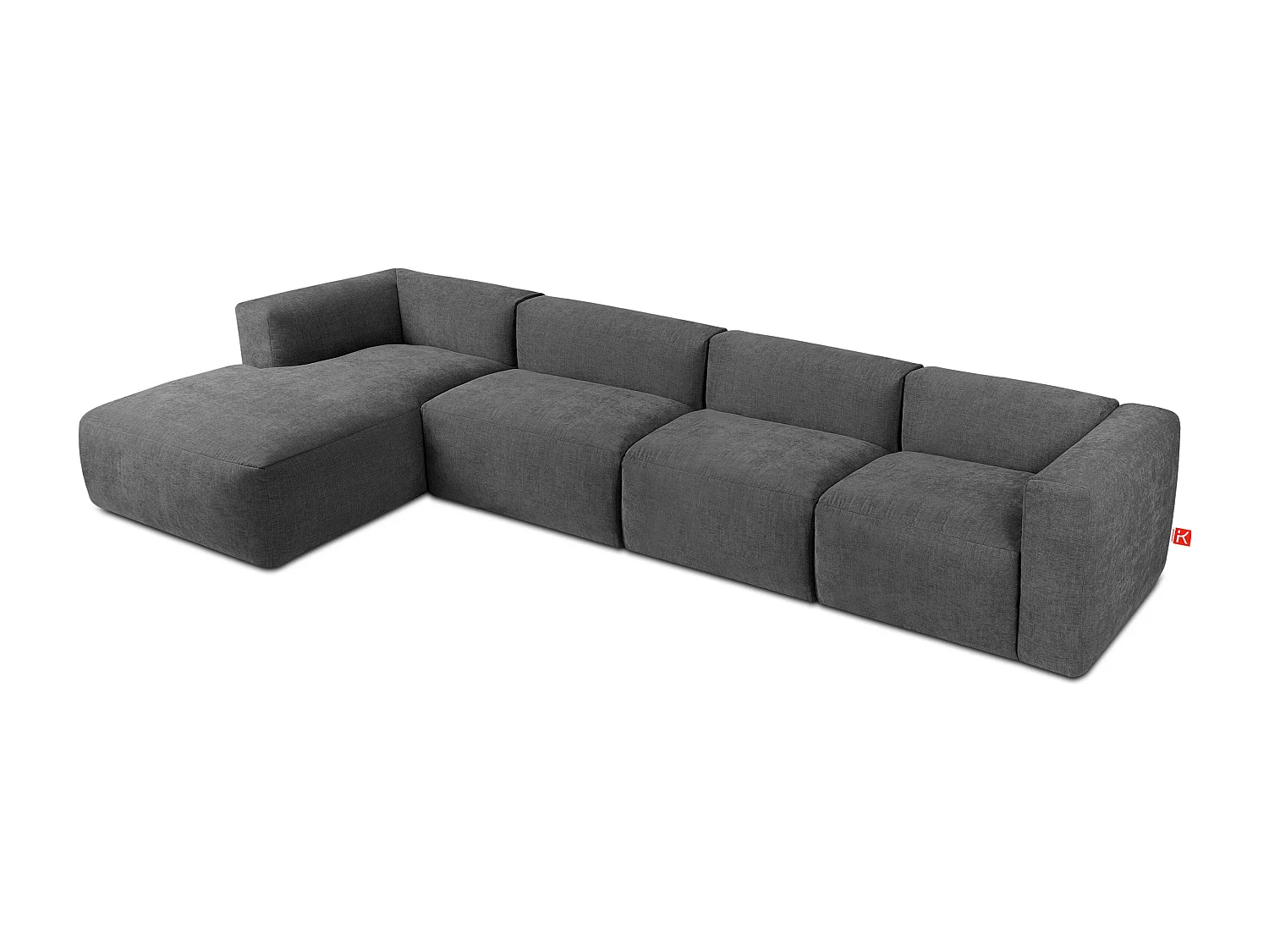 Ecksofa Links 6-Sitzer mit extrem weicher und bequemer Sitz - grau - BUFFO