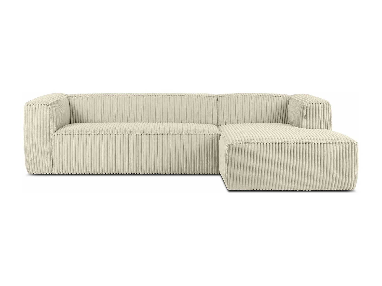 Modernes Ecksofa Rechts aus breitem Cordstoff - cremefarben - FEROX