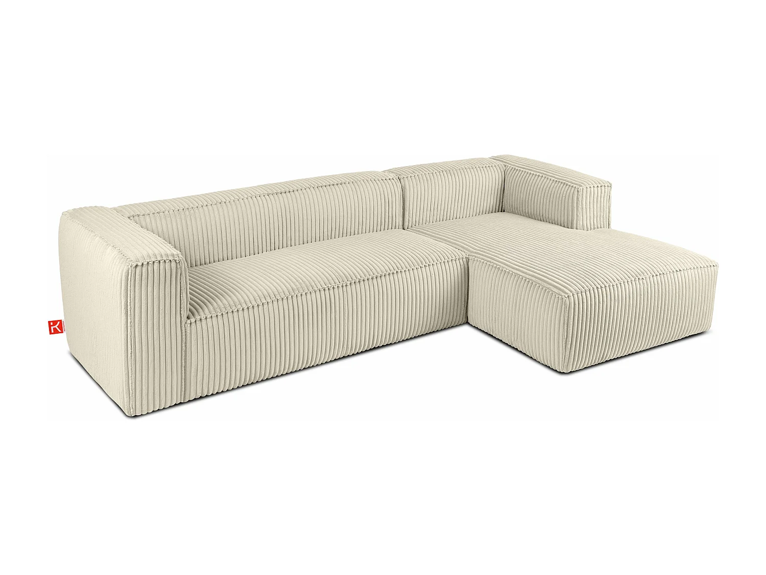 Modernes Ecksofa Rechts aus breitem Cordstoff - cremefarben - FEROX