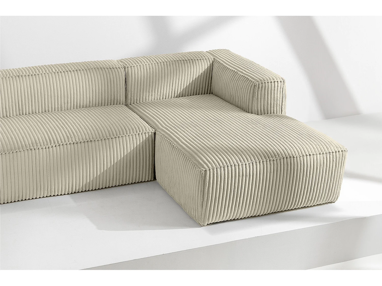 Modernes Ecksofa Rechts aus breitem Cordstoff - cremefarben - FEROX