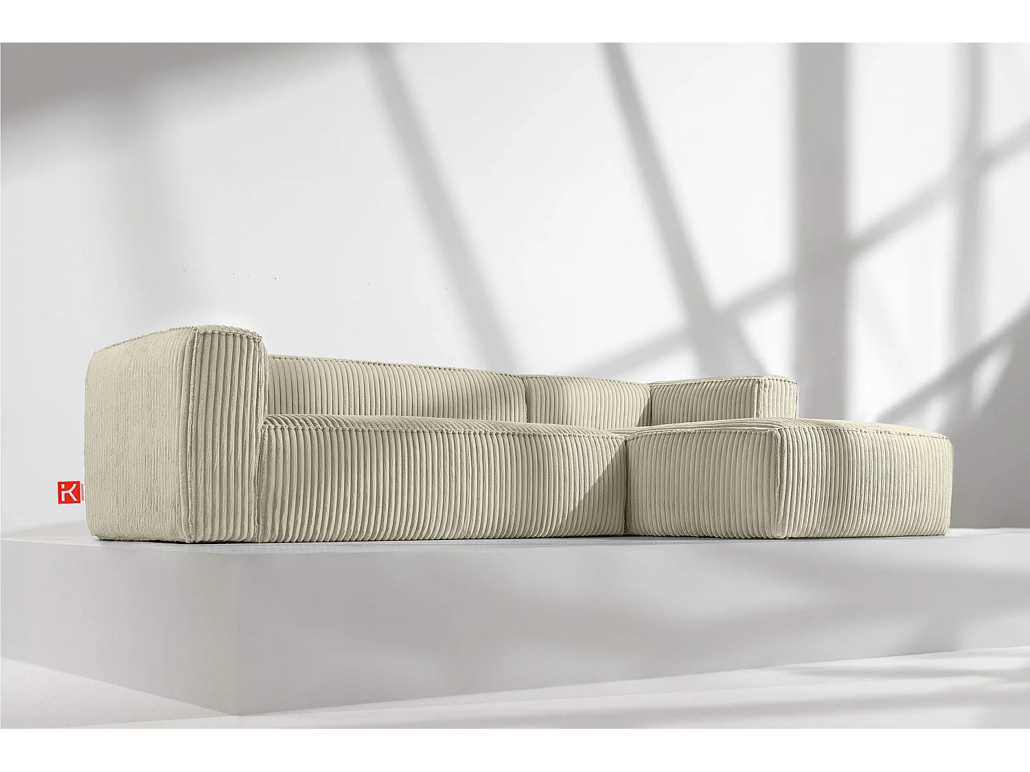 Modernes Ecksofa Rechts aus breitem Cordstoff - cremefarben - FEROX