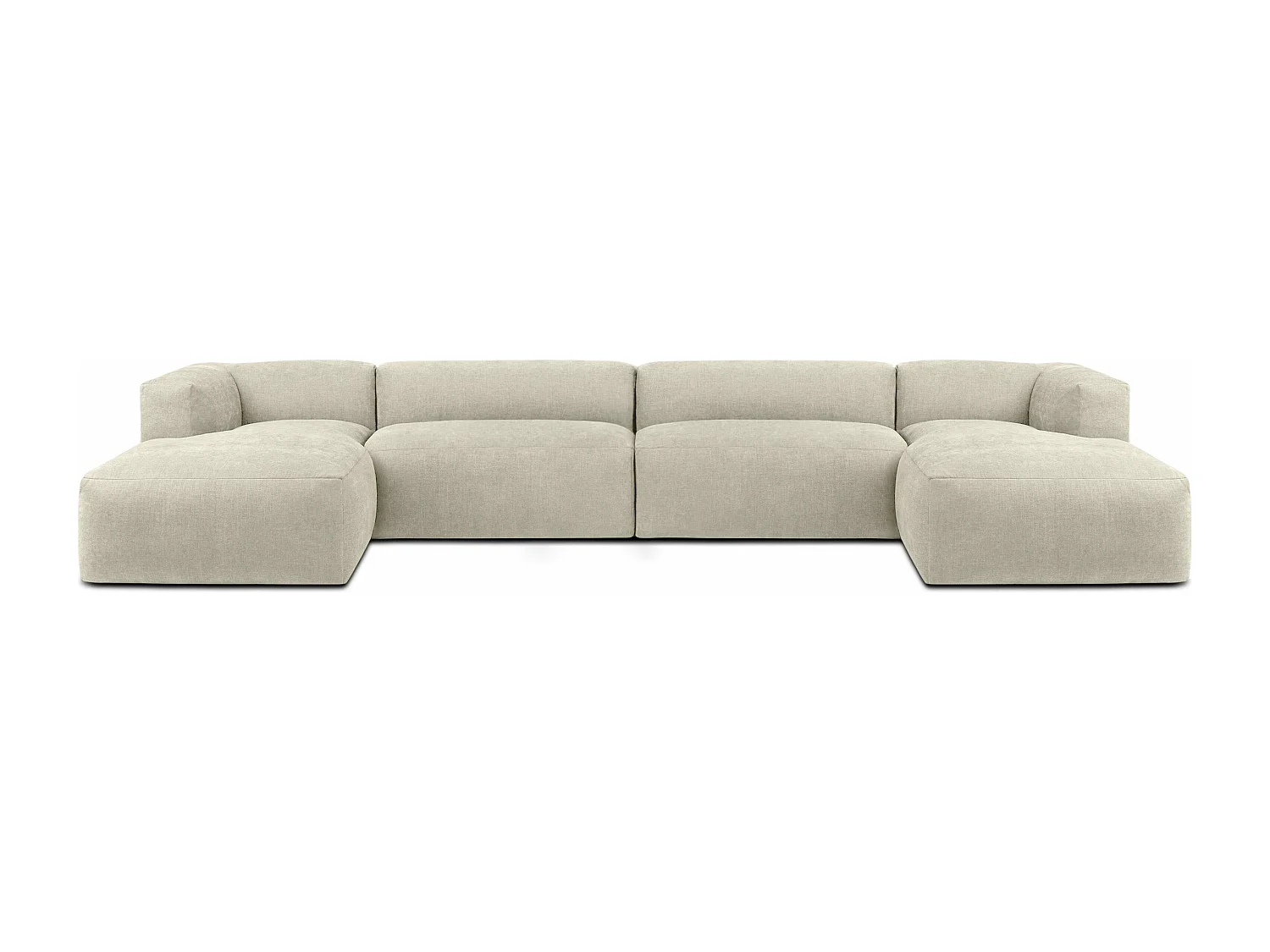 7/8 Sitzer Panorama-Ecksofa mit extrem weicher und bequemer Sitz - ecru - BUFFO