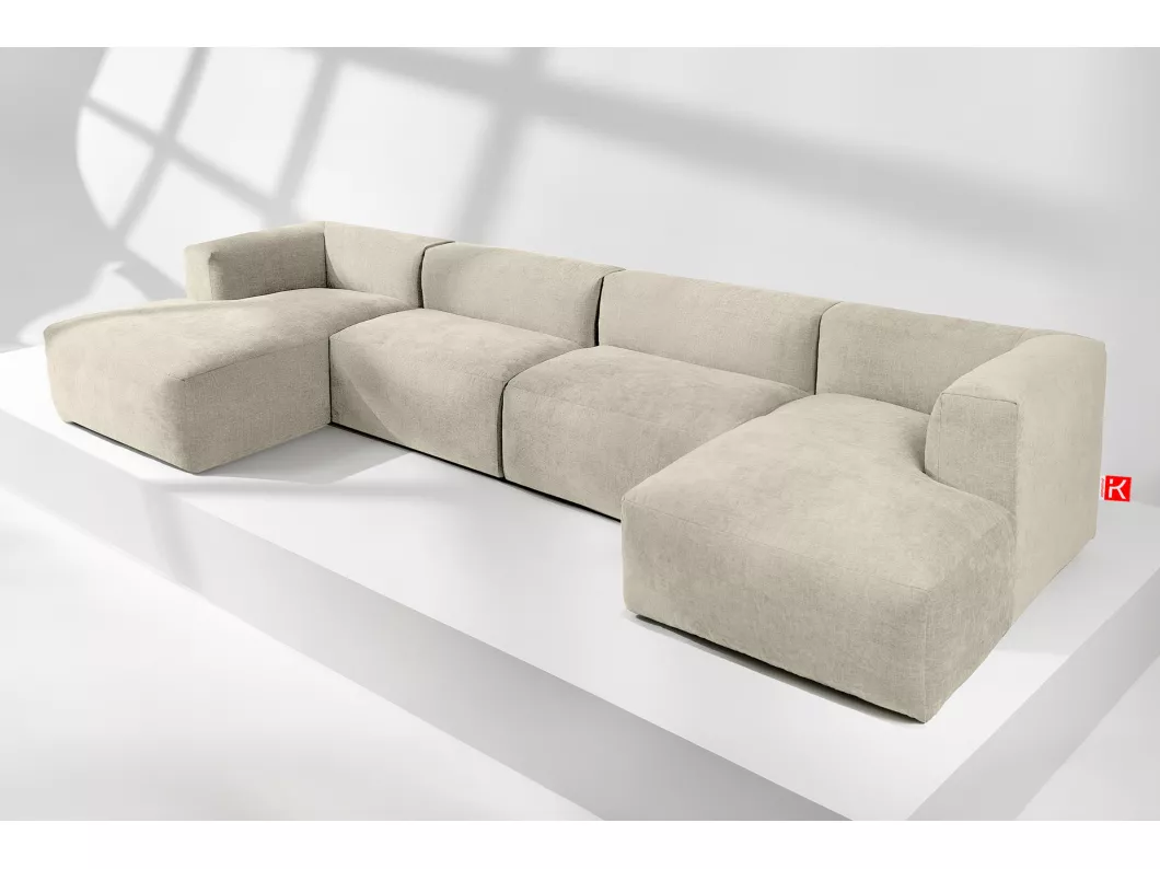 Kauf Unique 7/8 Sitzer Panorama-Ecksofa mit extrem weicher und bequemer Sitz - ecru - BUFFO