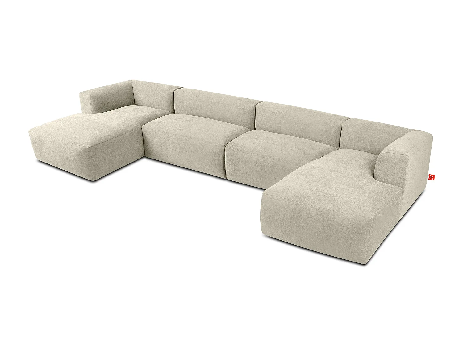 7/8 Sitzer Panorama-Ecksofa mit extrem weicher und bequemer Sitz - ecru - BUFFO