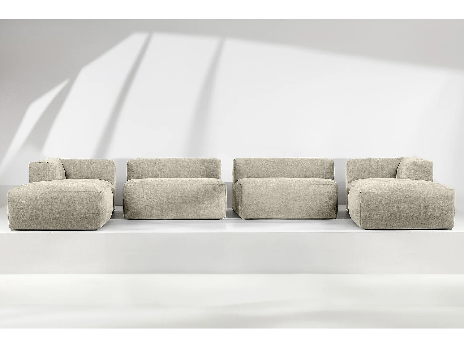 7/8 Sitzer Panorama-Ecksofa mit extrem weicher und bequemer Sitz - ecru - BUFFO