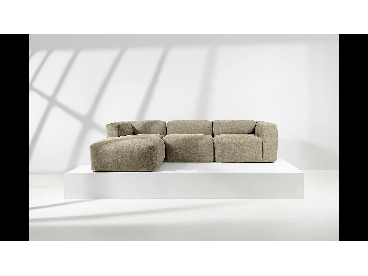 Ecksofa Links 6-Sitzer mit extrem weicher und bequemer Sitz - hellgrau - BUFFO