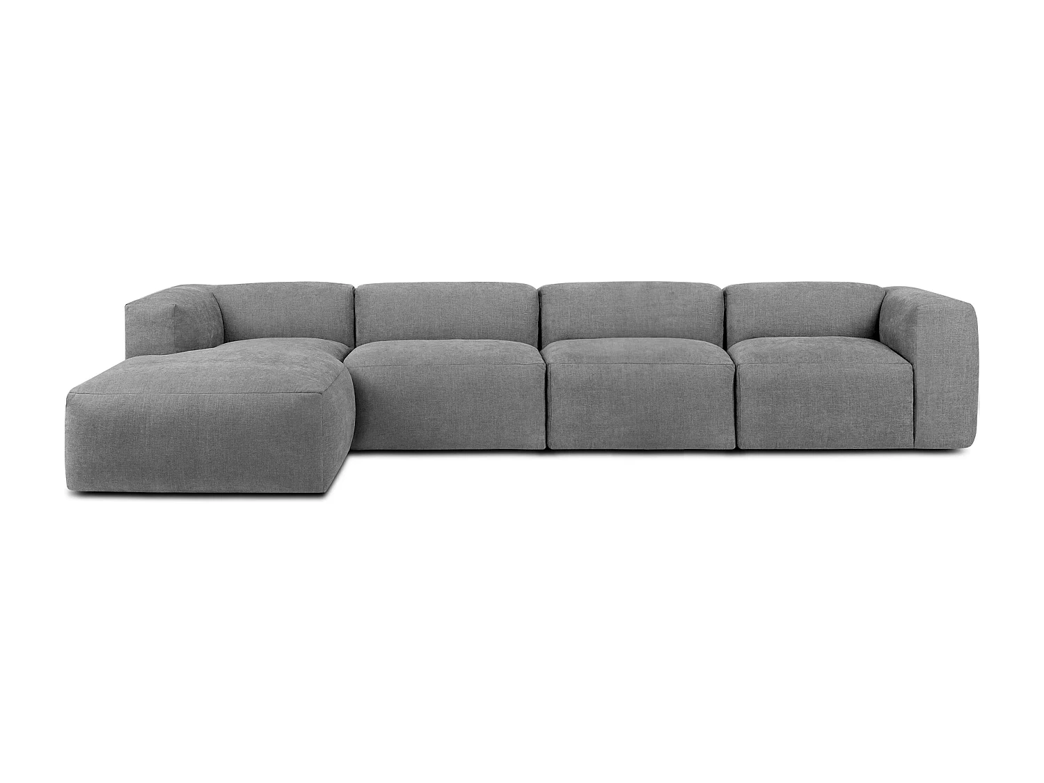 Ecksofa Links 6-Sitzer mit extrem weicher und bequemer Sitz - hellgrau - BUFFO