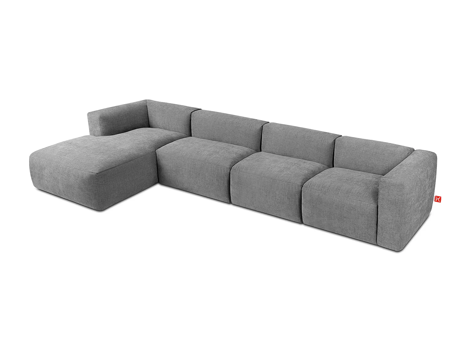 Ecksofa Links 6-Sitzer mit extrem weicher und bequemer Sitz - hellgrau - BUFFO