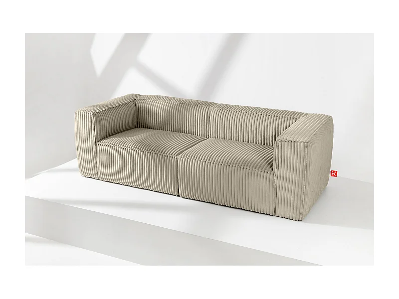 Modernes Sofa 3 Sitzer aus breitem Cordstoff - beige - FEROX