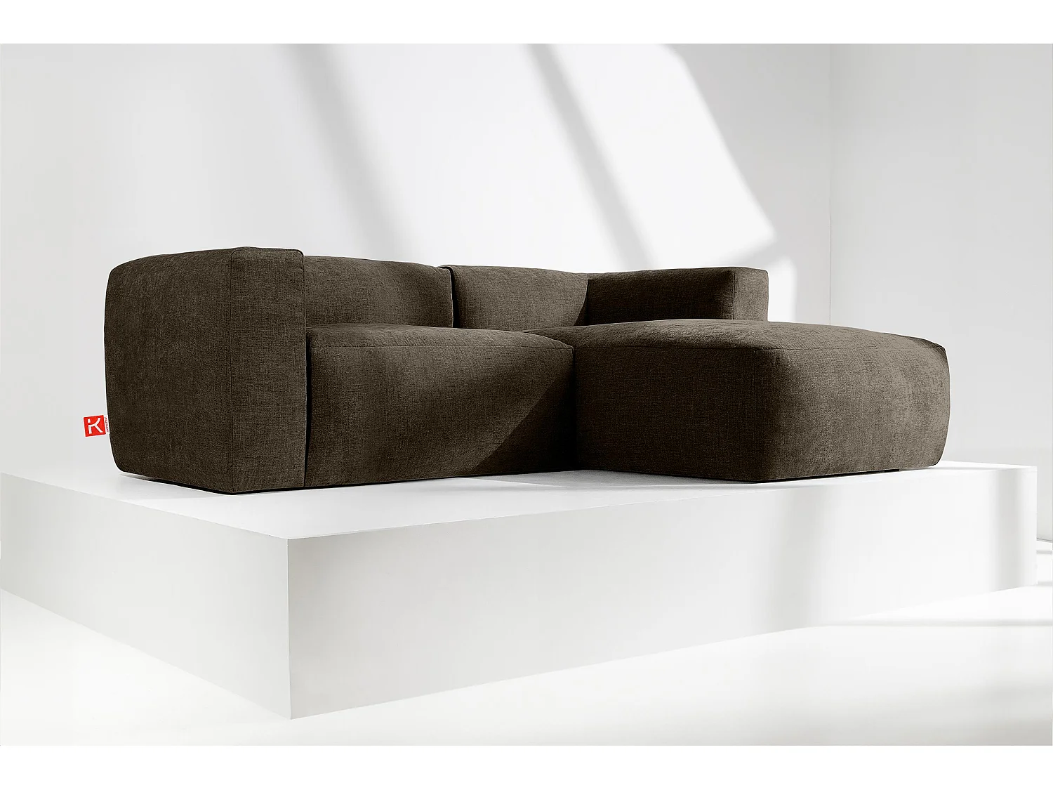 Ecksofa Rechts 3/4 Sitzer mit extrem weicher und bequemer Sitz - braun - BUFFO