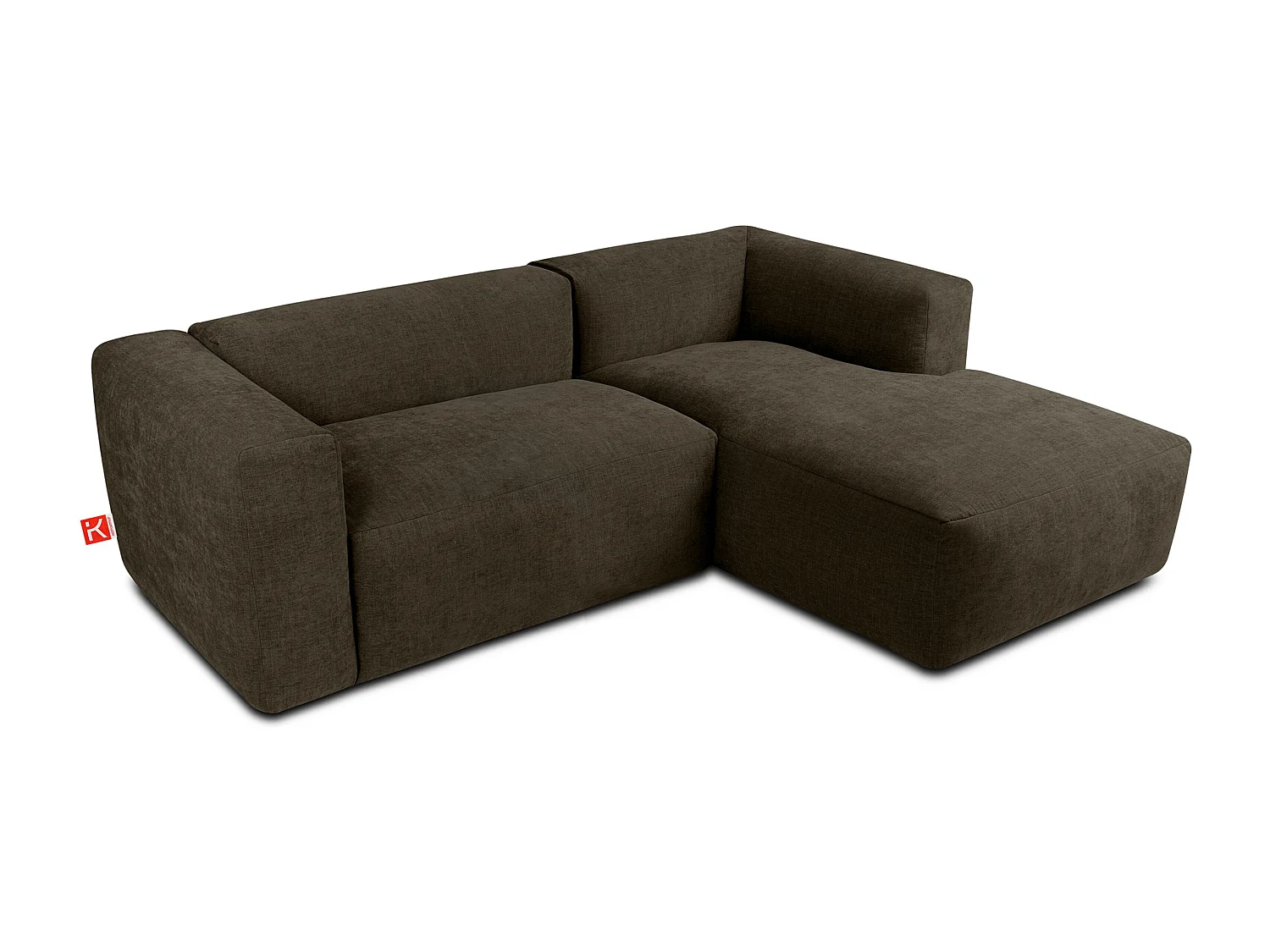 Ecksofa Rechts 3/4 Sitzer mit extrem weicher und bequemer Sitz - braun - BUFFO
