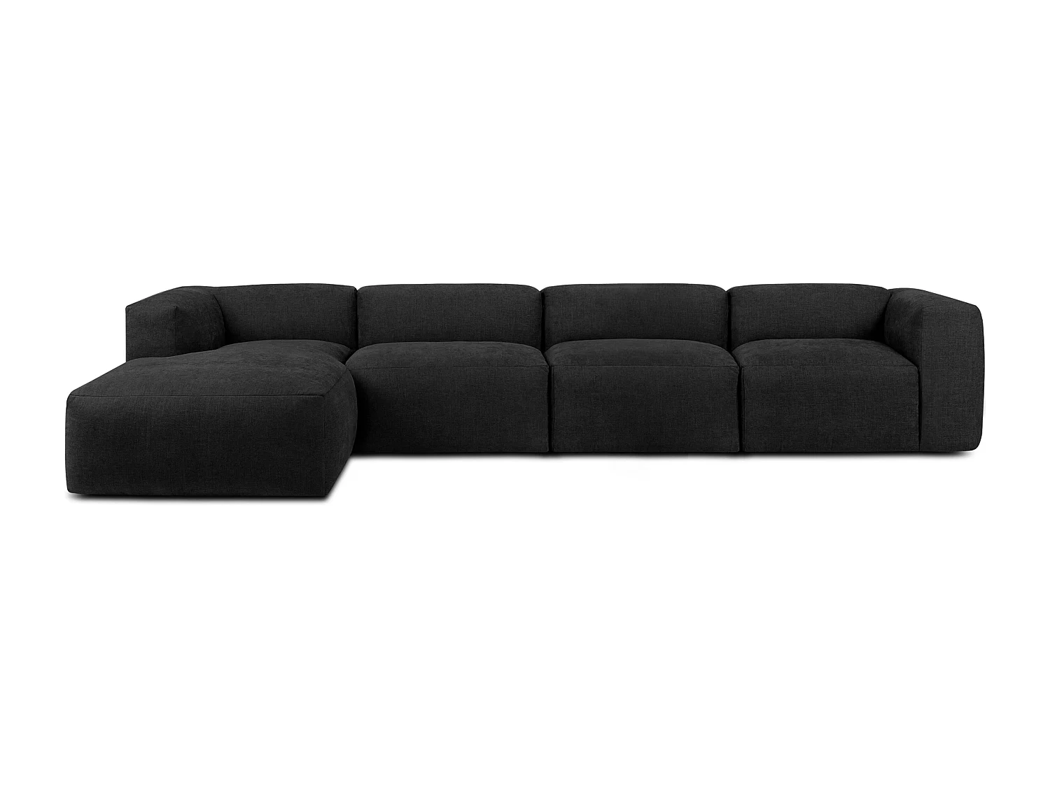 Ecksofa Links 6-Sitzer mit extrem weicher und bequemer Sitz - grau - BUFFO
