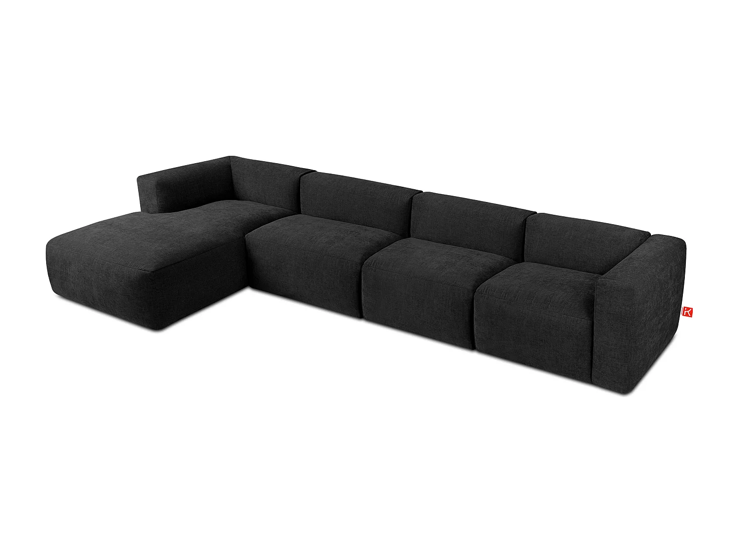 Ecksofa Links 6-Sitzer mit extrem weicher und bequemer Sitz - grau - BUFFO