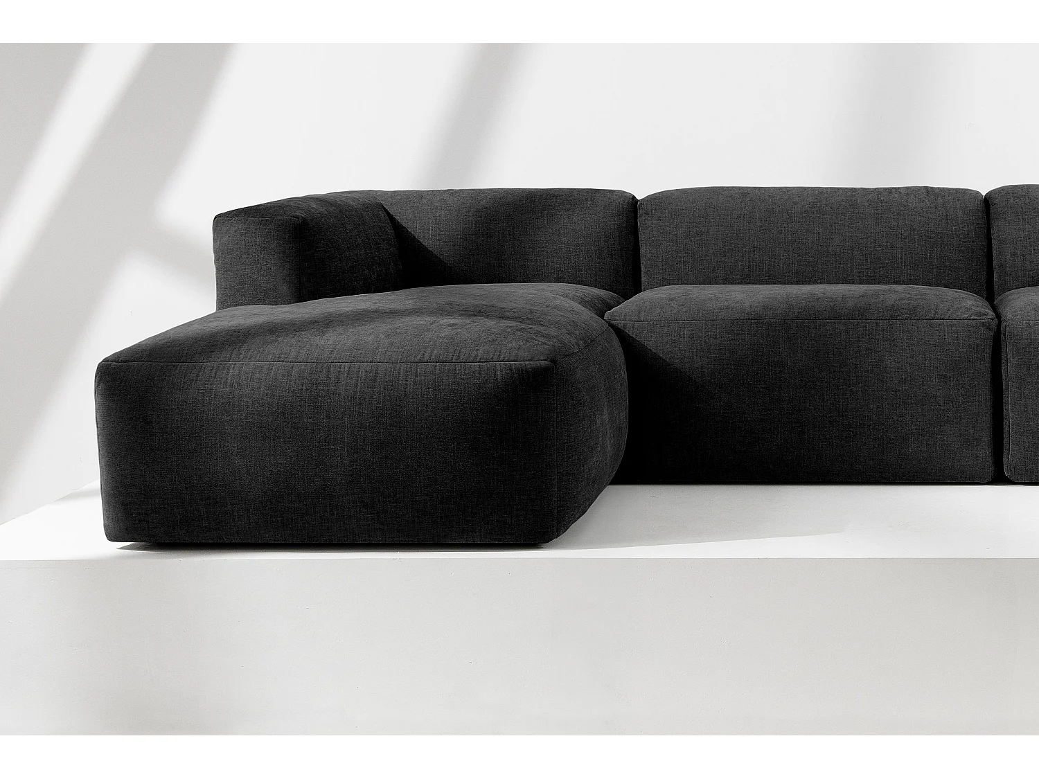 Ecksofa Links 6-Sitzer mit extrem weicher und bequemer Sitz - grau - BUFFO