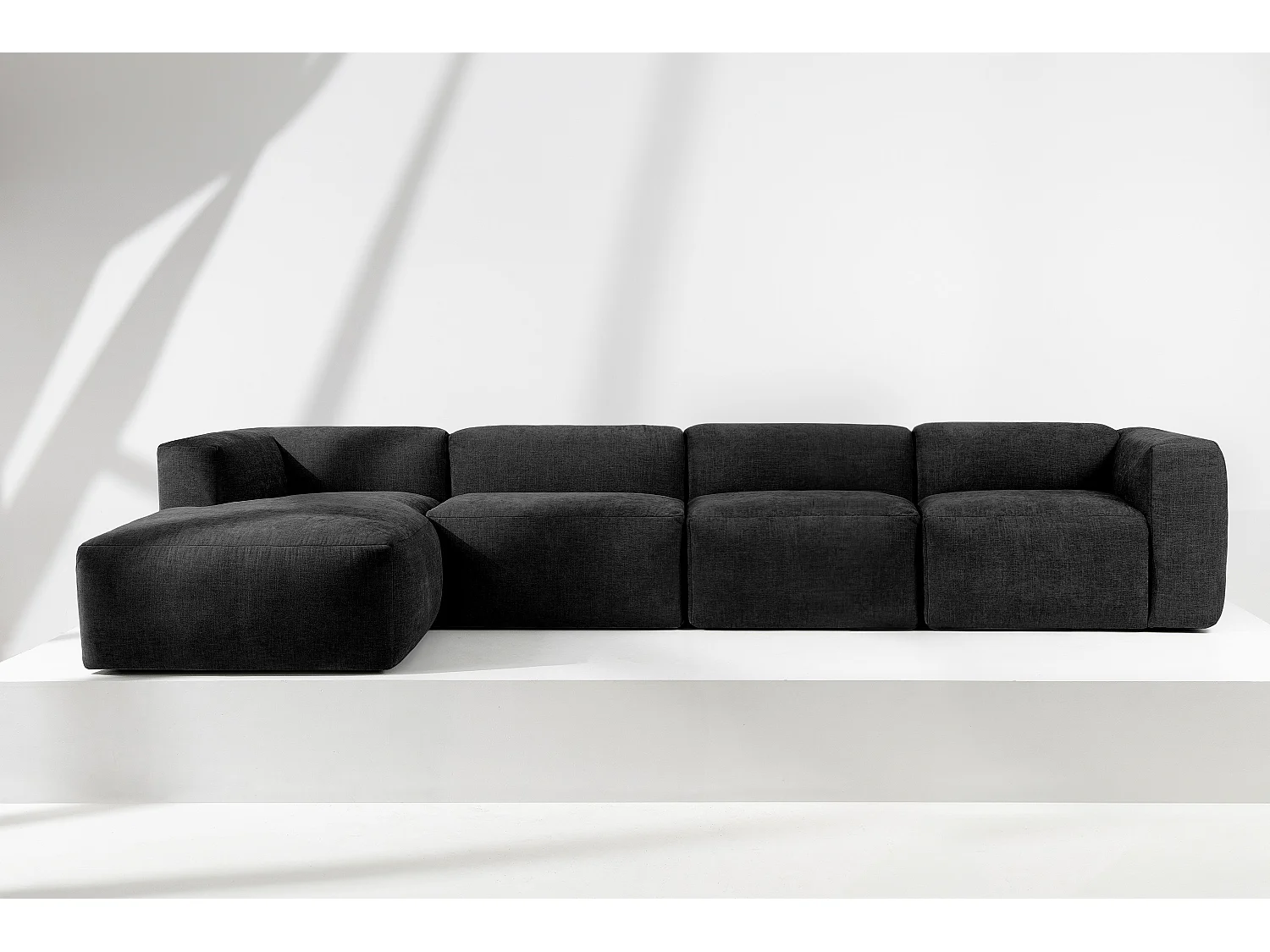 Ecksofa Links 6-Sitzer mit extrem weicher und bequemer Sitz - grau - BUFFO