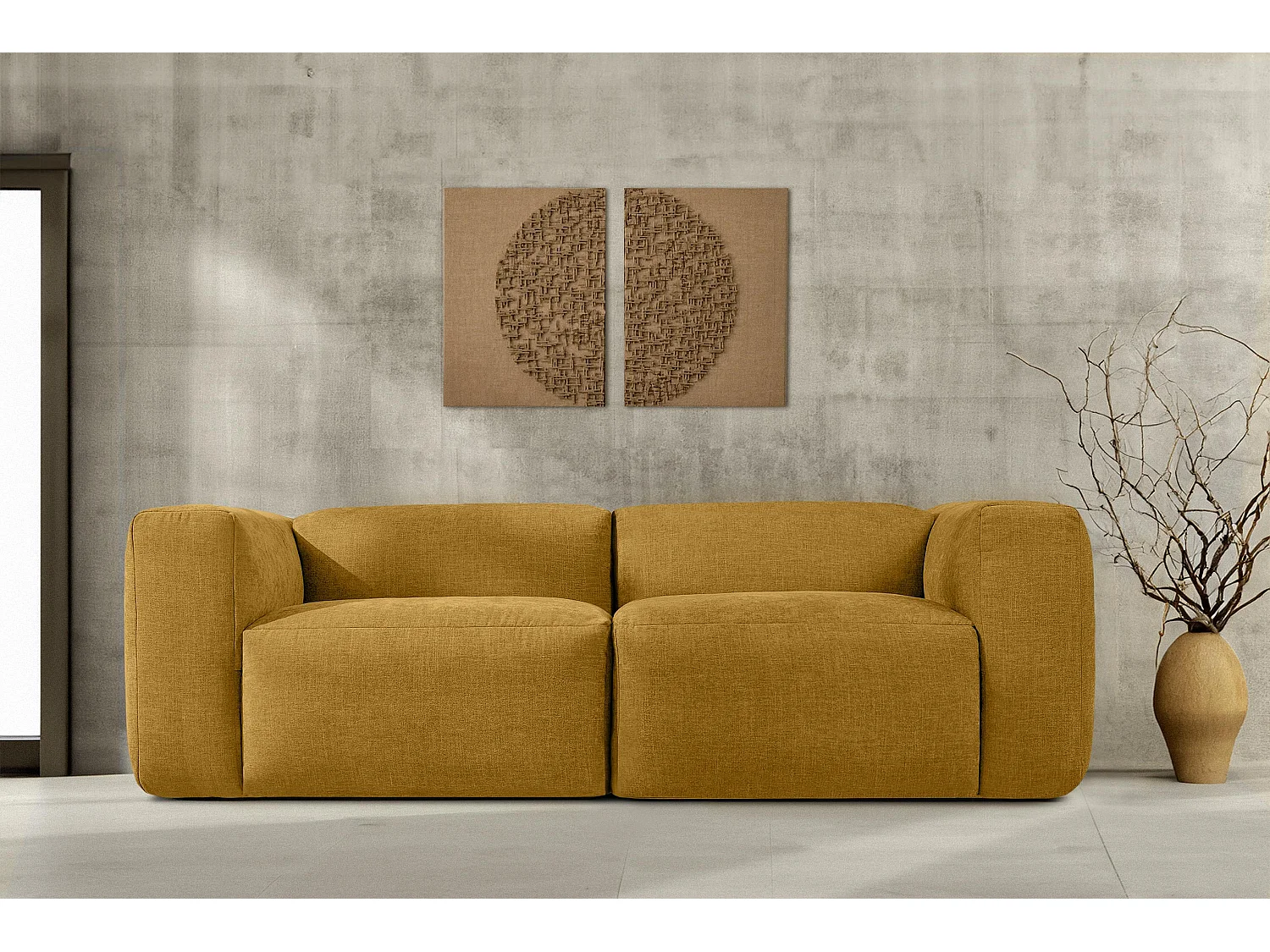 Sofa 2,5 Sitzer mit extrem weicher und bequemer Sitz - gelb - BUFFO