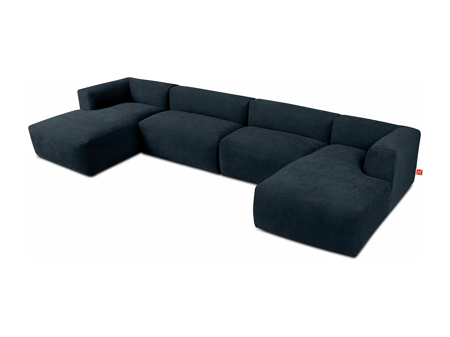 7/8 Sitzer Panorama-Ecksofa mit extrem weicher und bequemer Sitz - blau - BUFFO