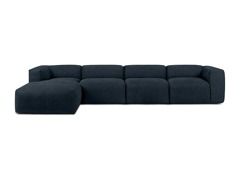 Ecksofa Links 6-Sitzer mit extrem weicher und bequemer Sitz - blau - BUFFO