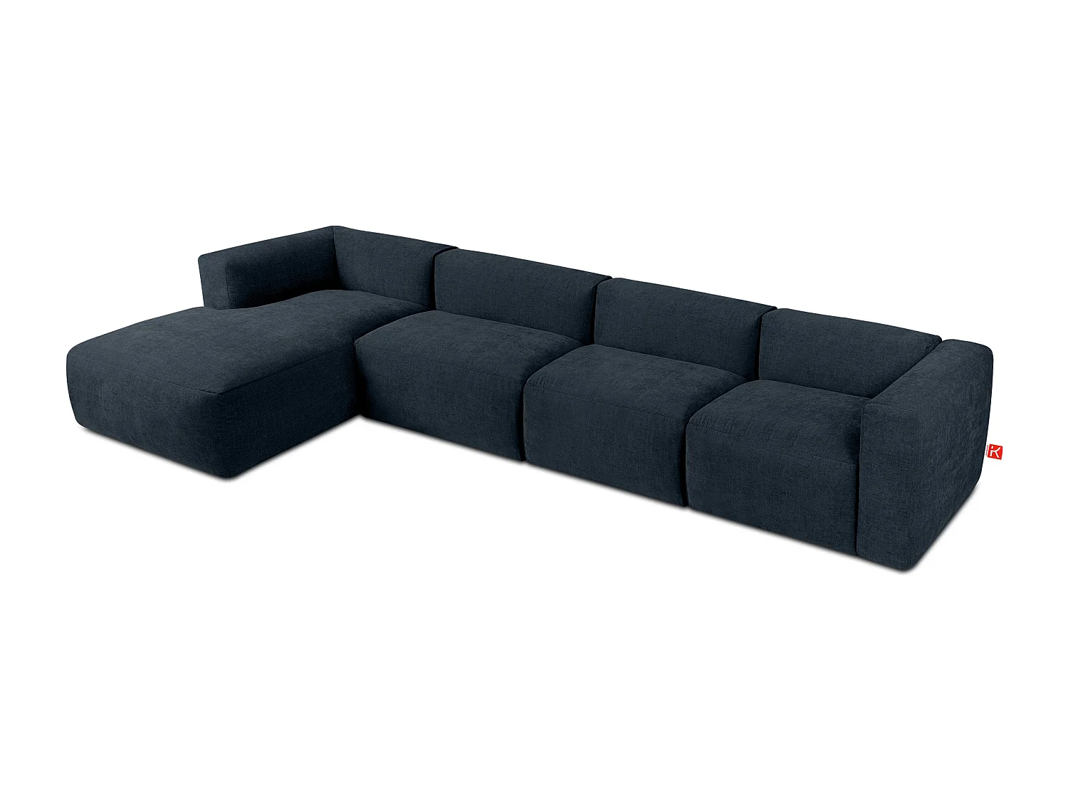 Ecksofa Links 6-Sitzer mit extrem weicher und bequemer Sitz - blau - BUFFO