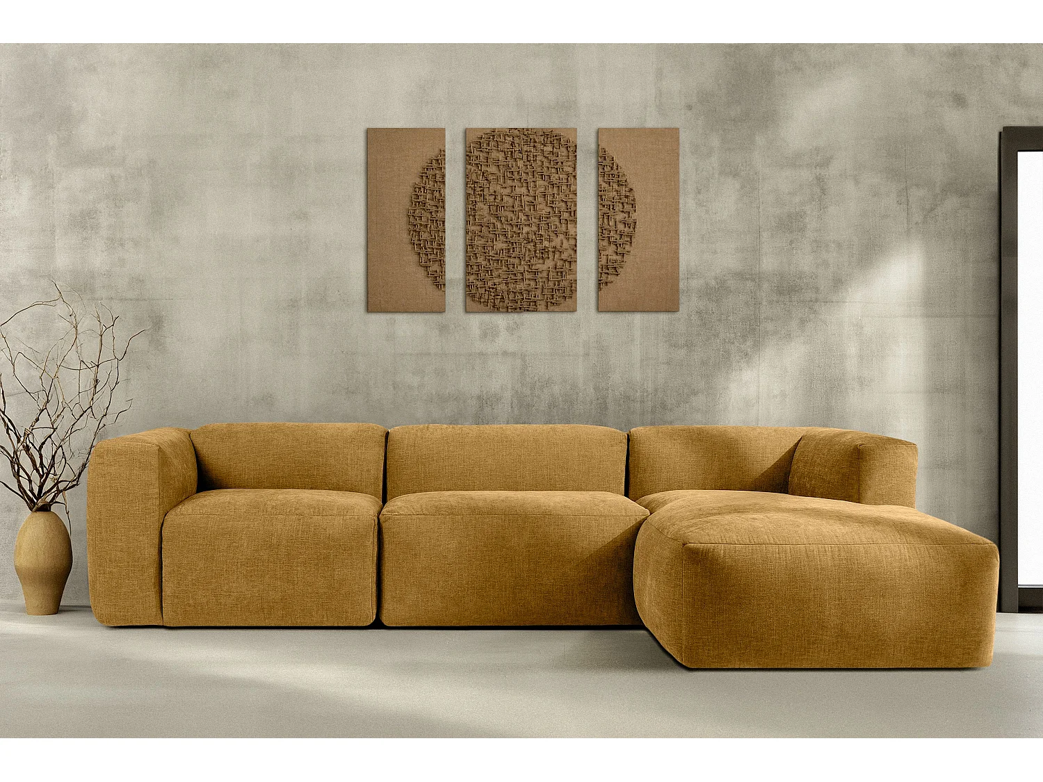 Ecksofa Rechts mit extrem weicher und bequemer Sitz - gelb - BUFFO