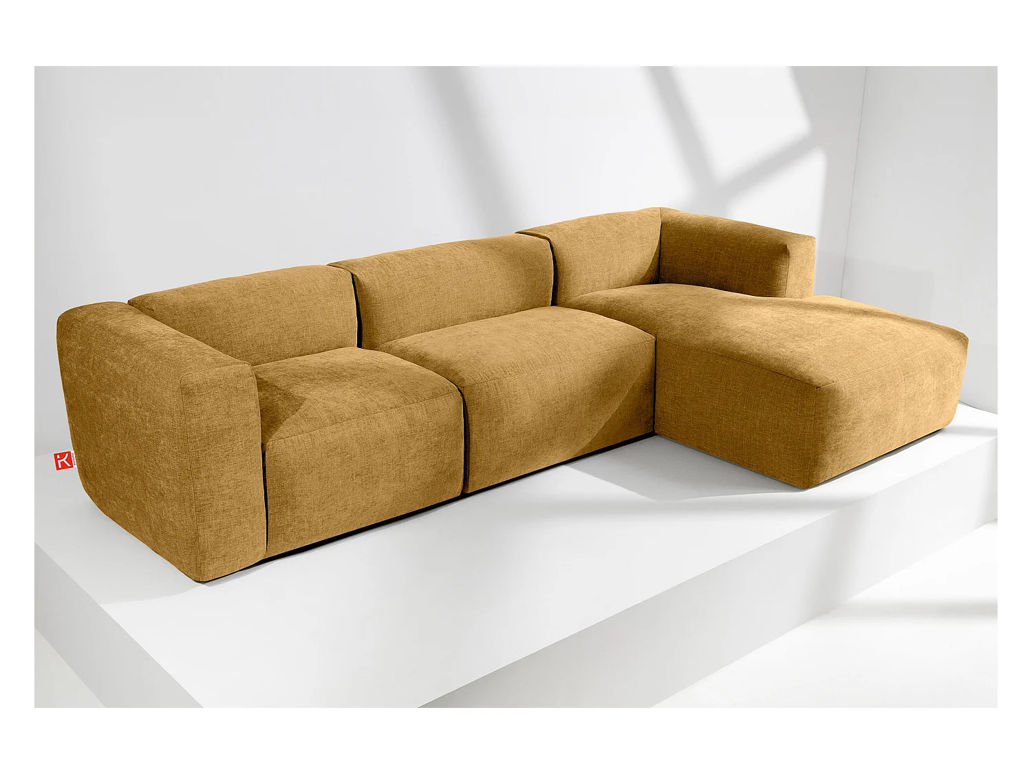 Canapé d'angle droit avec assise extrêmement moelleuse et confortable - jaune - BUFFO