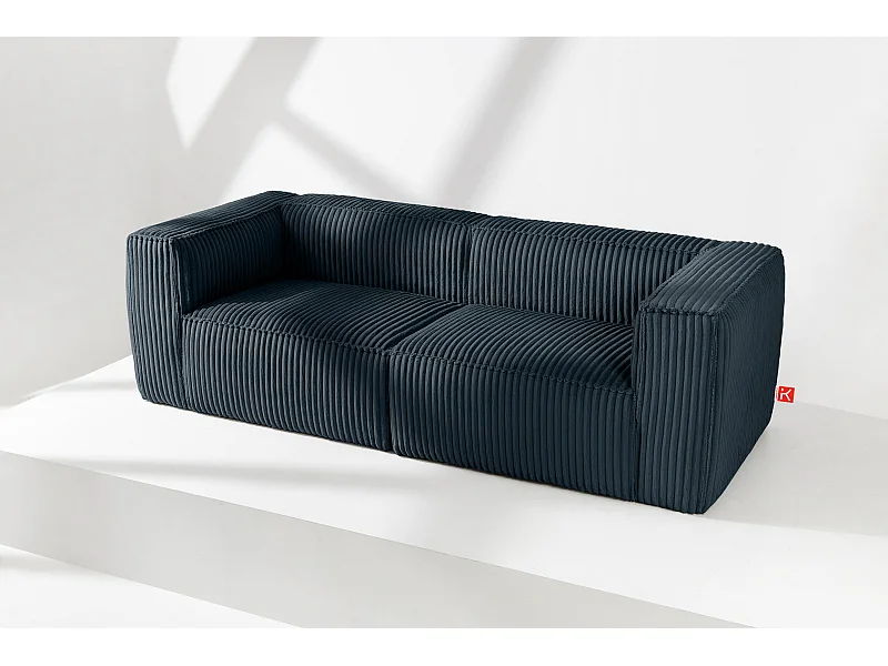 Modernes Sofa 3 Sitzer aus breitem Cordstoff - marineblau - FEROX