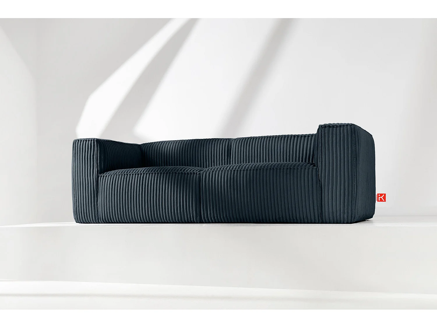 Modernes Sofa 3 Sitzer aus breitem Cordstoff - marineblau - FEROX