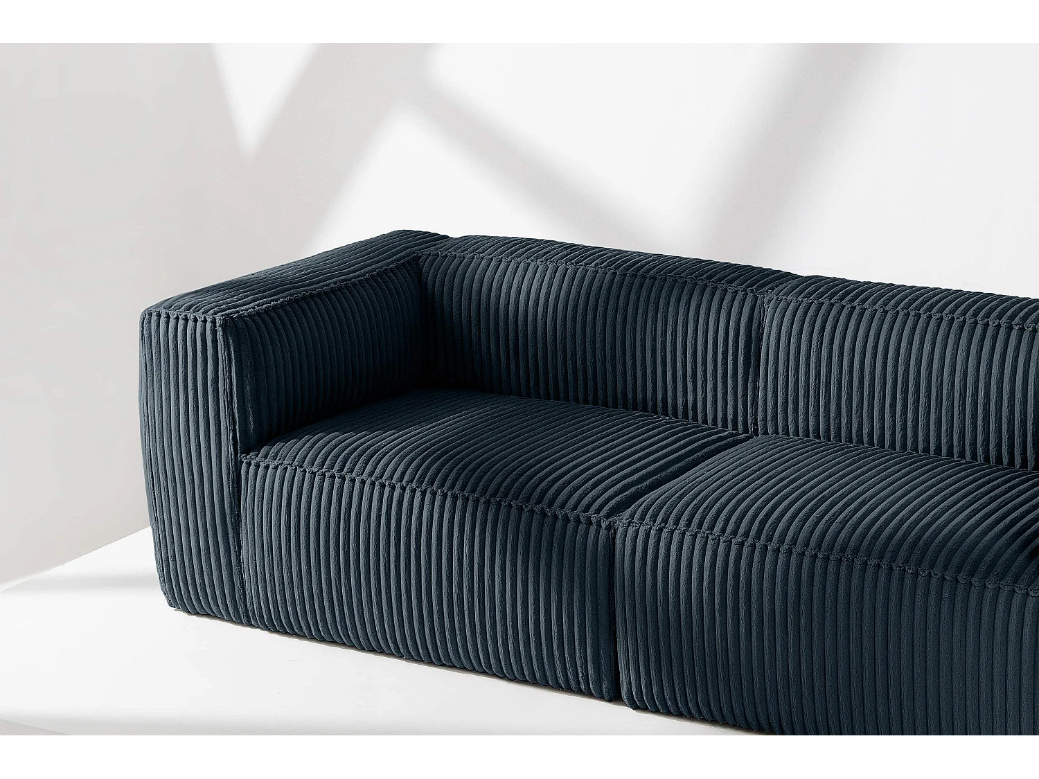 Modernes Sofa 3 Sitzer aus breitem Cordstoff - marineblau - FEROX