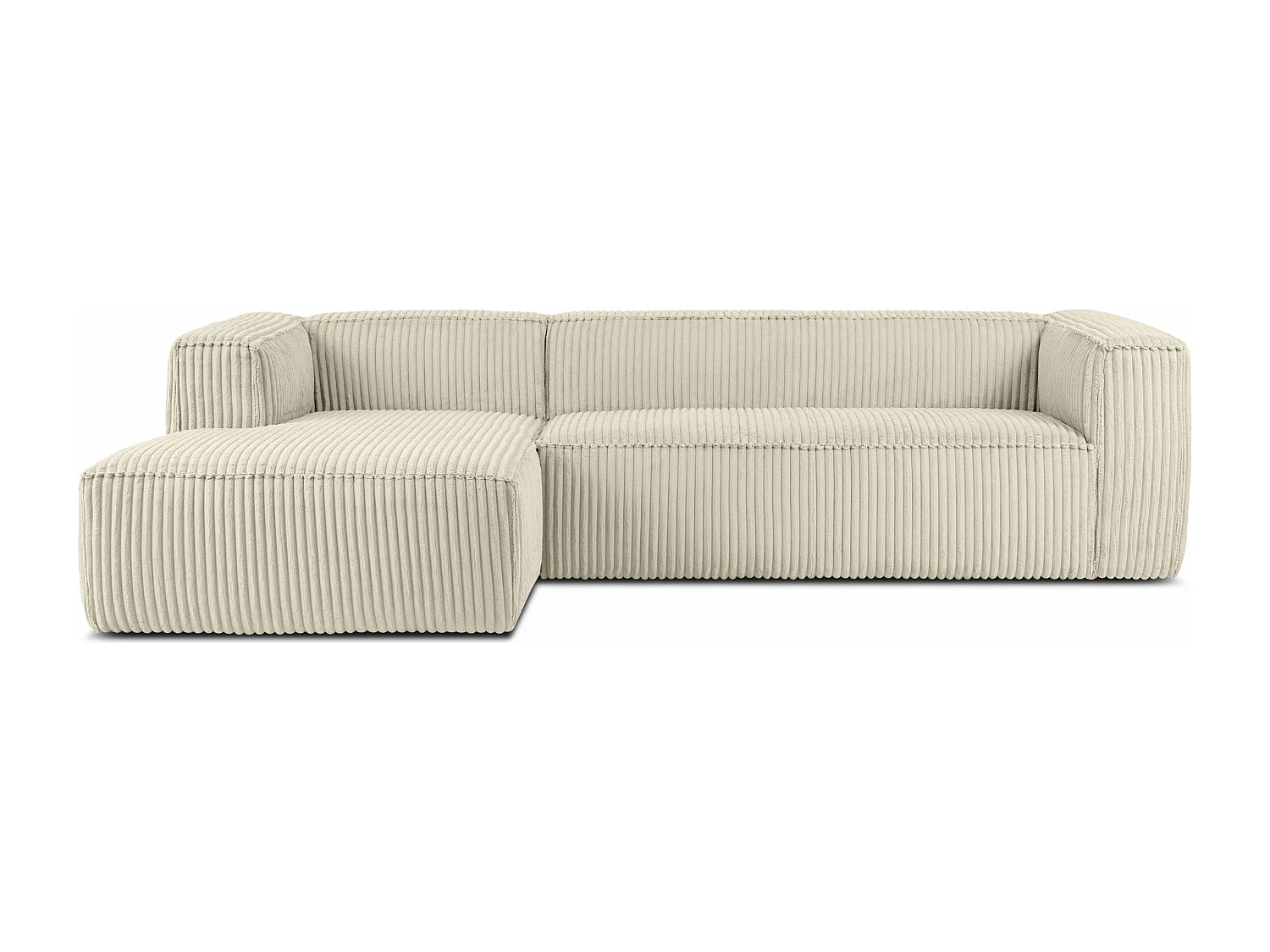 Modernes Ecksofa Links aus breitem Cordstoff - cremefarben - FEROX
